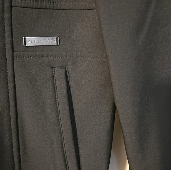 Merrell Soft Shell Fleece Lined Hooded Trench Coat Black XL Aeroblock EUC - Picture 6 of 12